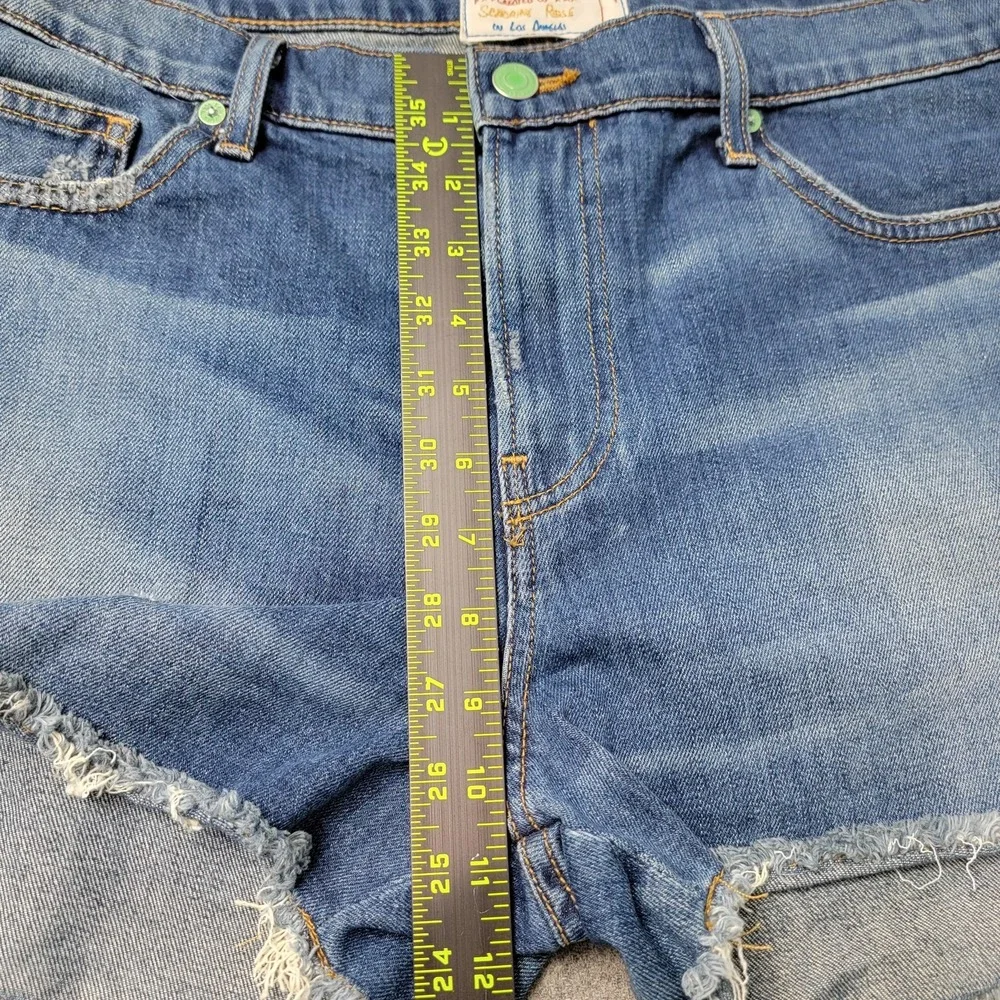 Sandrine‎ Rose Upcycled Shorts Womens 30 Blue Denim Embroidered Handmade USA